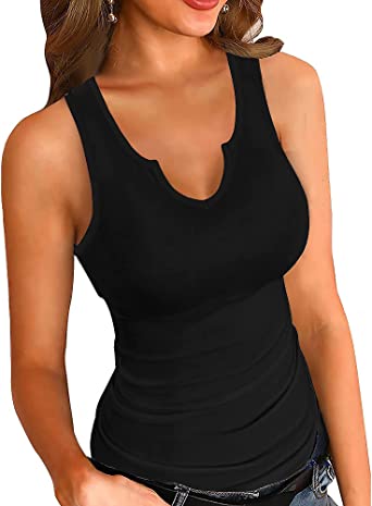 Photo 1 of Heydonic Tank Tops for Women Basic Sleeveless Shirts Ribbed Slim Fitted Workout Summer Blouse Sporty Sexy top Cami, SIZE L