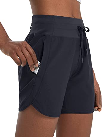 Photo 1 of BALEAF Women's 5" Running Shorts Unlined Athletic Workout Shorts Zipper Pocket,SIZE XL 