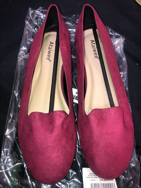 Photo 3 of Ataiwee Women's Wide Width Flat Shoes - Cute Round Toe Classic Suede Ballet Flats, SIZE 10W