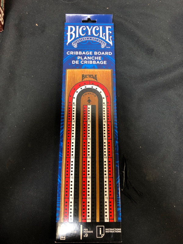 Photo 2 of Bicycle 3-Track Color Coded Wooden Cribbage Board Games