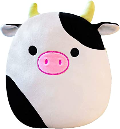 Photo 1 of Cow Plush Pillow Toy, Cute Cow Plushie Stuffed Animals Easy to Carry, Great Gift for Kids Teenager Birthdays, Home Car Decoration (8 inch)