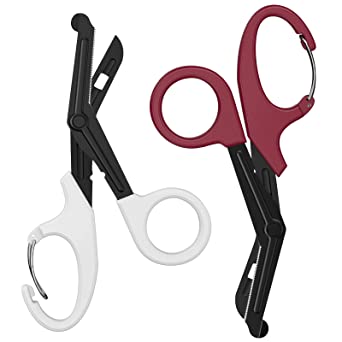 Photo 1 of  2 Packs Medical Scissors with Carabiner - 7.5" Bandage Scissors Trauma Shears, Fluoride Coated Non-stick Blades Stainless Steel EMT Shears for Doctor, Nurses, Nursing Students, EMT, EMS