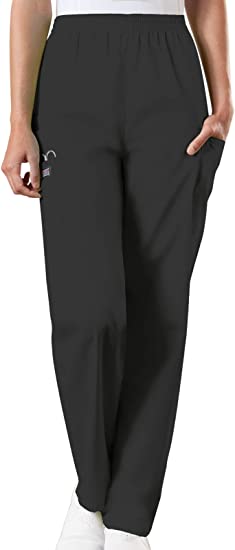 Photo 1 of Cherokee Women's Size Workwear Elastic Waist Cargo Scrubs Pant, Black, Medium Tall
