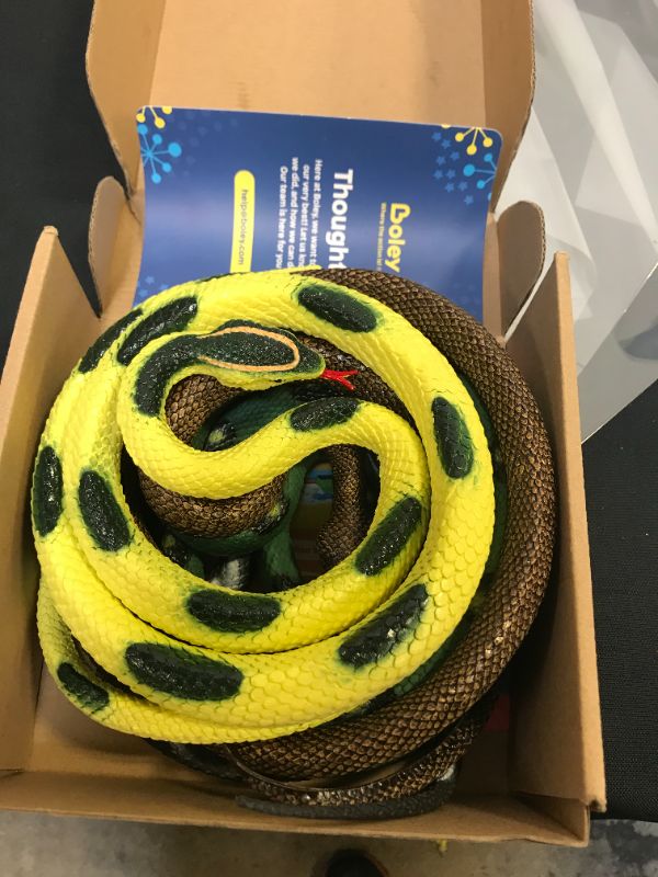 Photo 2 of Boley Jumbo Snakes - 4 Pack 52" Long Realistic Rubber Fake Snake Toy Set - Variety Pack Includes Python