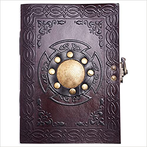 Photo 1 of A5 Book of Shadows Travel Leather Journal Notebook, Supernatural Spellbook, Writing Diary With Lock Office Product 5.12 x 1.18 x 7.09 inches