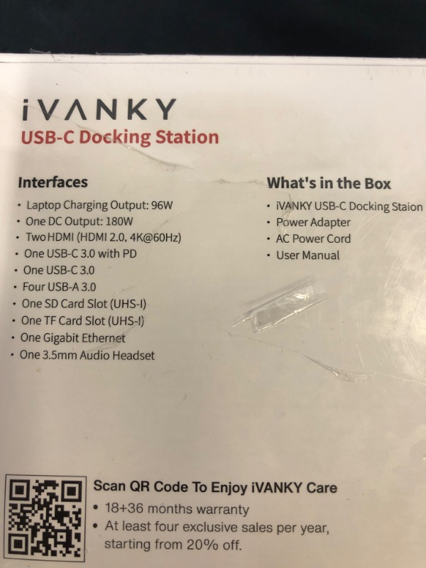 Photo 4 of MacBook Pro Docking Station with 180W Power Adapter, iVANKY 12 in 2 Dual 4K@60Hz USB C Docking Station for MacBook Pro/Air Thunderbolt 3/4 Dock 2HDMI 2.0, 96W PD, 6 USB, 1Gbps Ethernet SD/TF Audio
FACTORY SEALED