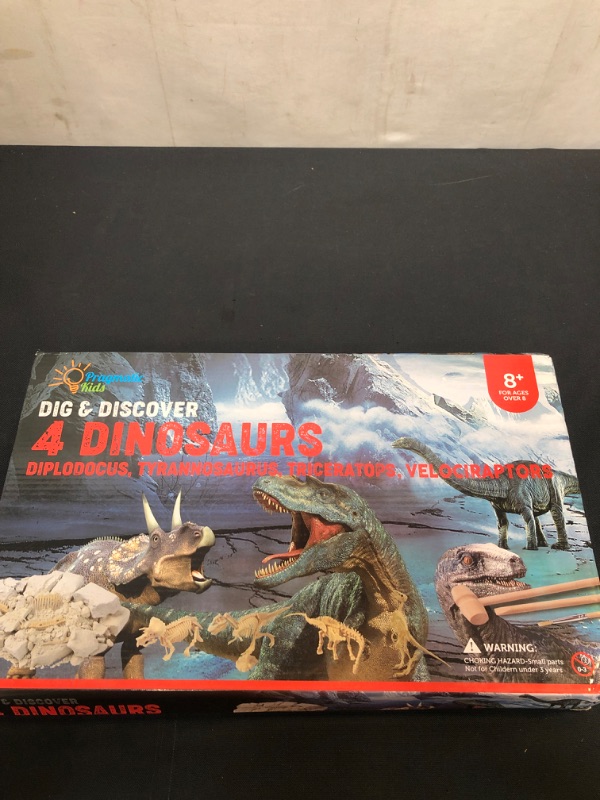 Photo 3 of 4in1 Jumbo Dino Digging Kit! Educational Dinosaur Digging Fossil Skeleton Kit for Kids. 4 Different Dinosaurs: Diplodocus, Tyrannosaurus, Triceratops, Velociraptors