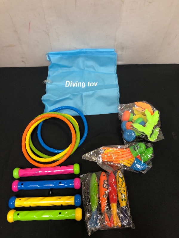 Photo 2 of Cakuni Underwater Swim Pool Diving Toys - Summer Swimming Dive Toy Sets - Water Rings,Sticks,Octopus,Torpedo Bandits & Balls for Kids
