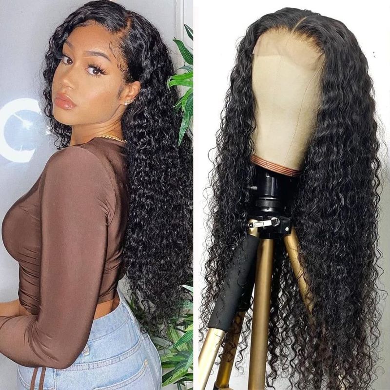 Photo 1 of 22Inch Headband Wigs Human Hair Deep Wave Wig Glueless Headband Wig Deep Wave None Lace Front Wigs Headband Wig Machine Made Wigs Curly Hair Natural Color
