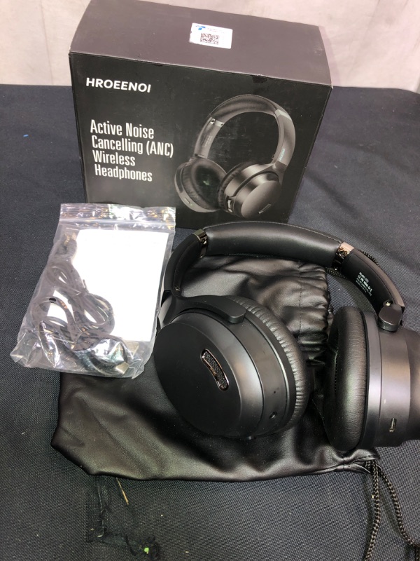 Photo 2 of Active Noise Cancelling Headphones, HROEENOI JZ02 Bluetooth Headphones, Wireless Over Ear Headphones with CVC 8.0 Microphone Deep Bass Headset, 40 Hours Playtime for Travel Work Phone - Black