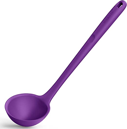 Photo 1 of 13 inch Silicone Soup Ladle: U-Taste 600ºF Heat Resistant 4 oz Large Non-stick Seamless Rubber Kitchen Deep Serving Spoon with Non-slip Solid Long Handle for Cooking Sauce/Stews/Gravies/Chili(Purple