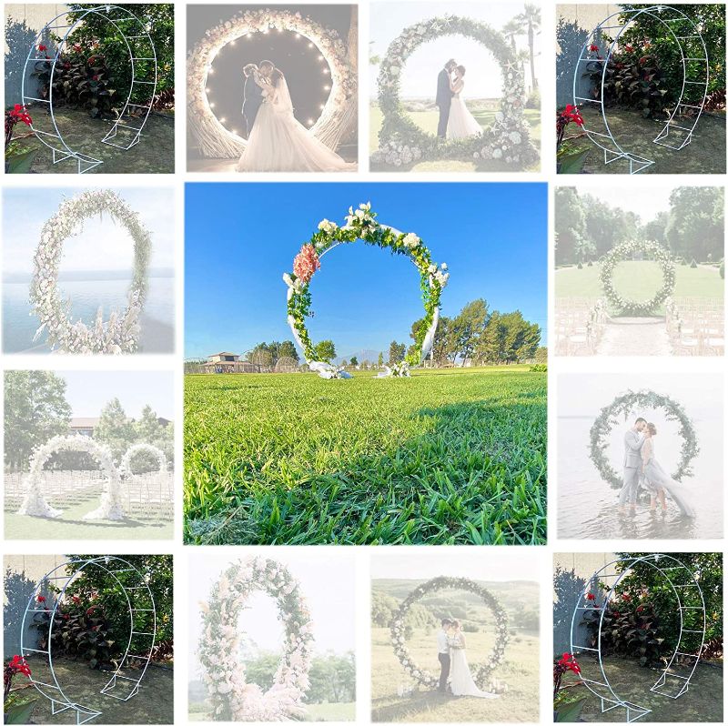 Photo 1 of 6.5 Ft Round Metal Arch Garden, Arbor for Garden, Indoor and Outdoor, Party Decoration, Easy Assembly (with Support Legs, Ground Anchors, Screwdriver, Instructions)
