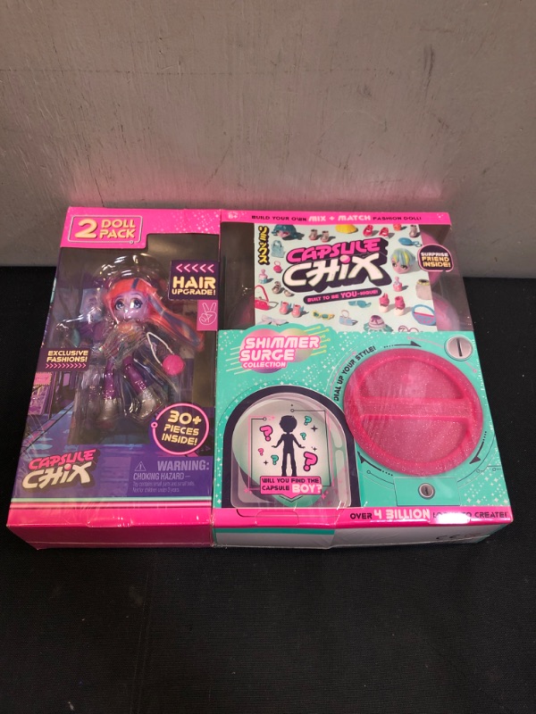 Photo 2 of Capsule Chix Shimmer Surge 2 Pack, 4.5 inch Small Doll with Capsule Machine Unboxing and Mix and Match Fashions and Accessories - Styles May Vary
FACTORY SEALED