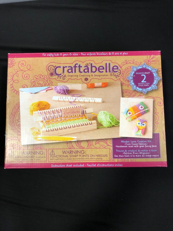 Photo 2 of Craftabelle – Wooden Loom Creation Kit – Beginner Knitting Loom Kit – 19pc Weaving Set with Yarn and Frame – DIY Craft Kits for Kids Aged 8 Years +