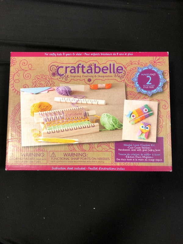 Photo 2 of Craftabelle – Wooden Loom Creation Kit – Beginner Knitting Loom Kit – 19pc Weaving Set with Yarn and Frame – DIY Craft Kits for Kids Aged 8 Years +