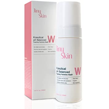 Photo 1 of Jiny Skin Kceutical pH Balanced Foaming Feminine Wash - Sensitive Skin, Daily Cleansing Wash, Herbal Infused, Odor Block, Free from dyes and parabens, Unscented, Lactic Acid & Hyaluronic acid, Mild Ingredients, 5 Fl Oz, (Pack Of 1)  best by june 26 2024