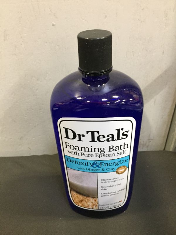 Photo 3 of Dr Teal's Foaming Bath with Pure Epsom Salt, Detoxify & Energize with Ginger & Clay, 34 Ounces
