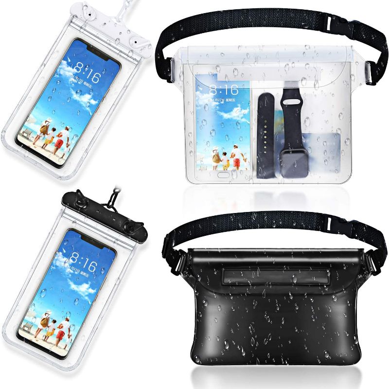 Photo 1 of 2 Pieces Waterproof Dry Bag and 2 Pcs Waterproof Cell Phone Bag Screen Touchable Dry Bag for Outdoor Water Sports, Boating, Hiking, Kayaking, Fishing