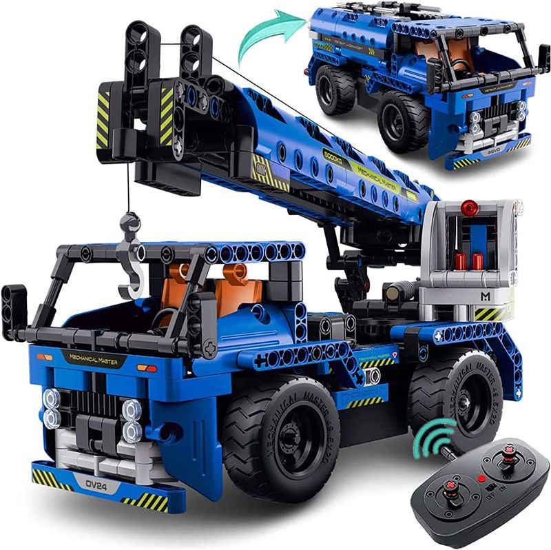 Photo 1 of burgkidz STEM Construction Truck Toys, Crane Truck Building Set with Remote Contro