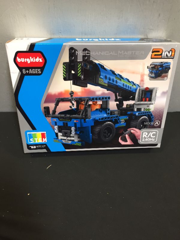 Photo 1 of burgkidz STEM Construction Truck Toys, Crane Truck Building Set with Remote Contro