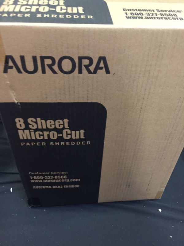 Photo 2 of Aurora High Security 8-Sheet Micro-Cut Paper Shredder --FACTORY SEALED ---