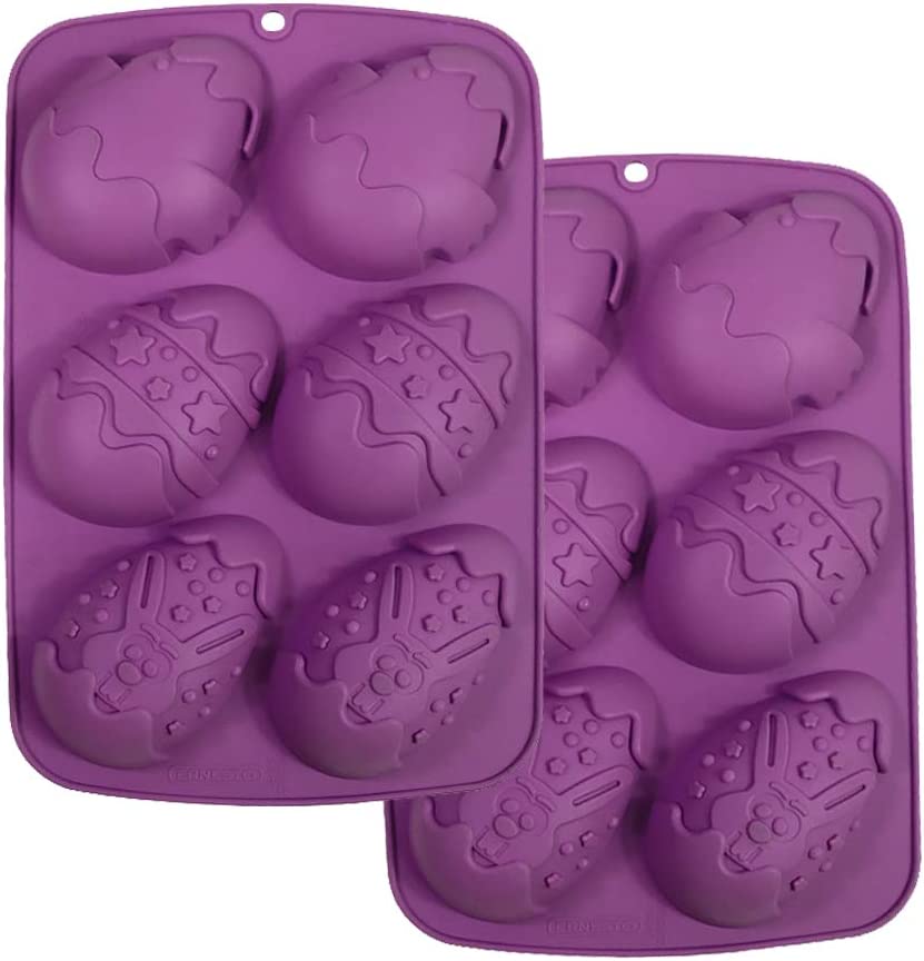 Photo 1 of 2 Pieces Easter Egg Mold,6-Cavity Easter Egg Bunny Molds,Easter Silicone Mold for Chocolate, Candy, Baking Muffin and Party Jelly Home Cupcake Decorations
