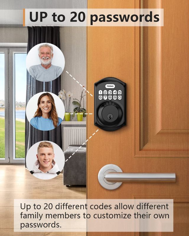 Photo 2 of Keyless Entry Door Lock - TEEHO Electronic Keypad Deadbolt with Keypads - Keyed Entry - Anti-Peeping Password - Easy Installation - Matte Black