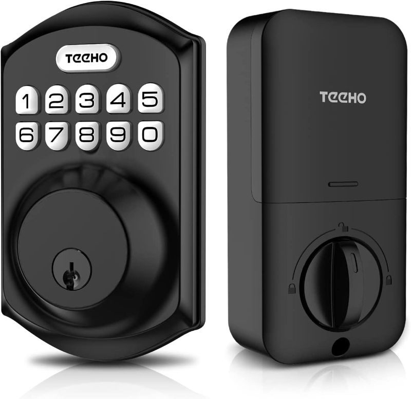 Photo 1 of Keyless Entry Door Lock - TEEHO Electronic Keypad Deadbolt with Keypads - Keyed Entry - Anti-Peeping Password - Easy Installation - Matte Black