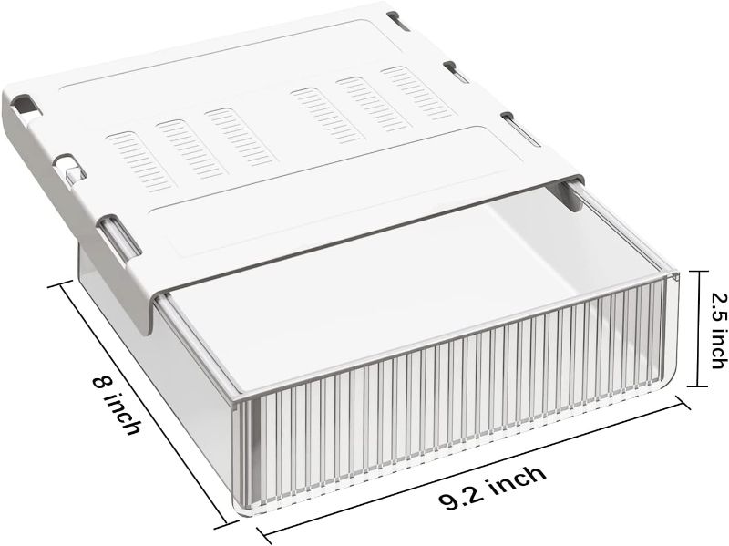 Photo 2 of Newthinking Under Desk Drawer Organizer, Self-Adhesive Hidden Drawer Tray, Under Table Drawer for Office, School and Home (Clear)