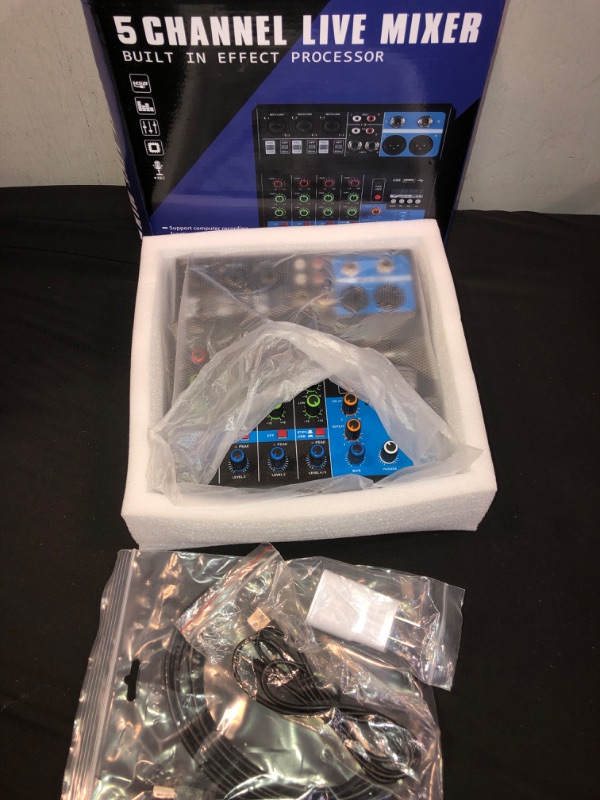 Photo 1 of Professional Audio Mixer, ALPOWL Sound Board Console System, Interface 5 Channel Digital USB Bluetooth MP3 Computer Input 48V Phantom Power Stereo DJ Studio Streaming for DJ Wedding Party KTV