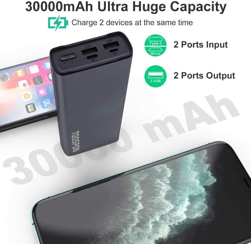 Photo 2 of Power Bank 30000mAh High Grade Metal Portable Charger Quick Charge Smart Phones Tablet Games Console DV Bluetooth Headphone Mini Speaker etc.