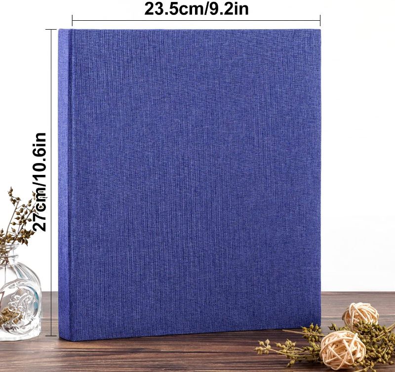 Photo 2 of Lanpn Photo Album 8x10 50, Small Capacity Linen Hard Cover Acid Free Slip Slide in Photo Albums Sleeves Holds 50 Top Load Vertical Only 8x10 Pictures (Blue)