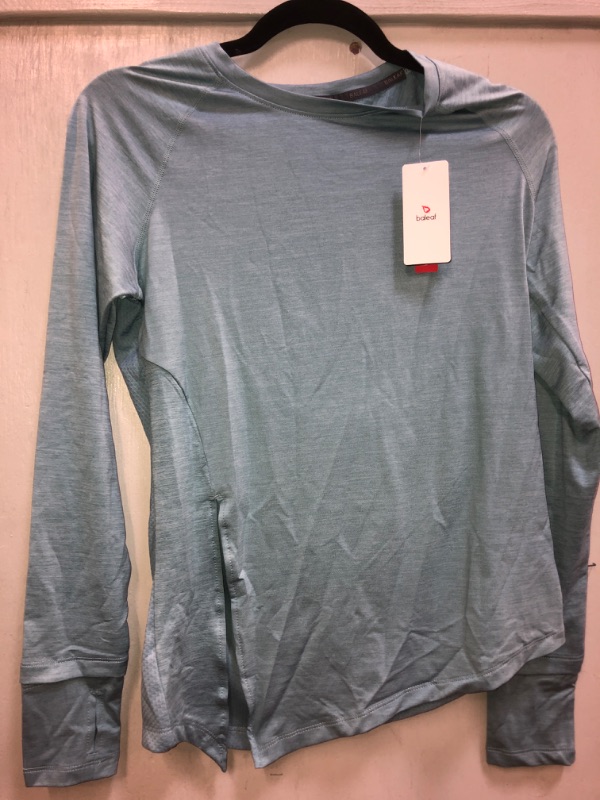 Photo 1 of BALEAK WORK OUT , EXERCISE, RUNNING TEAL / BLUE SHIRT W LONG SLEEVES, UPF 50+ SIZE SMALL