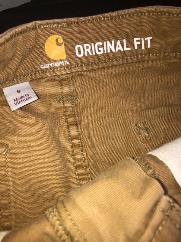 Photo 1 of Carhartt Women's Original Fit, LOOS FIT, RUGGED FLEX SHORTS, COLOR KHAKI,  SIZE 6 