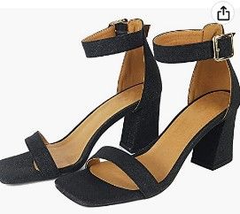 Photo 1 of Atsroel Womens Heeled Sandals Chunky Heeled Open Toe Ankle Strap Block Hign Heels Sandals For Women Summer Casual Shoes SIZE 39 
