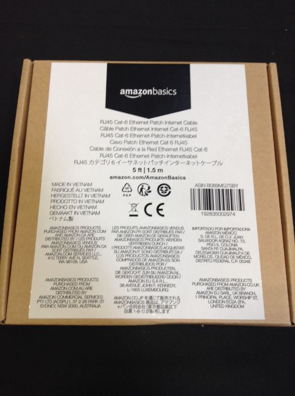 Photo 1 of Amazon Basics RJ45 Cat-6 Gigabit Ethernet Patch Internet Cable - 5 Foot  --FACTORY SEALED --
