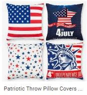 Photo 1 of 4th of July Pillow Covers 18x18, Stars and Stripes Patriotic Throw Pillow Covers Set of 4 USA Independence Day Memorial Day Decorations for Home Party, Double-Sided Printing
