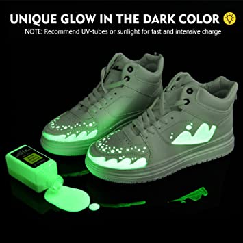 Photo 2 of 
Magicfly Acrylic Glow in The Dark Leather paint for pumpkins, Sneaker, Bags,Couches,Black & Glow In The Dark acrylic Leather Paint,Bonus Acrylic Finsher (120 ml/4 fl oz.)for Beginner,Sneakers

