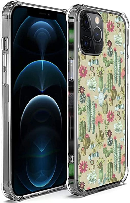 Photo 1 of Compatible with iPhone 12 Pro Max Cactus Case, Retro Cactus and Succulent Floral Aesthetic Botanical Flower Design Case for iPhone Men Women,Graphic Trendy Soft TPU Case for iPhone
