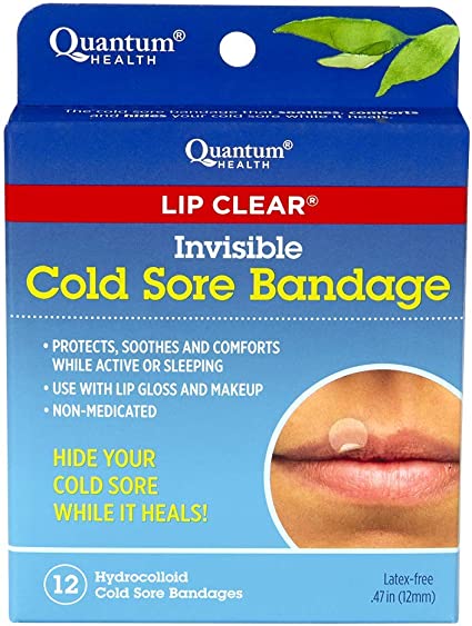 Photo 1 of Quantum Health Lip Clear Invisible Cold Sore Bandage, Fever Blister Patch - Patch Soothes and Protects, Hides Cold Sores, Helps Prevent Contamination, 12 Ct,  EXP: 07/2025
