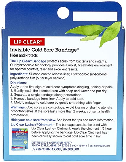 Photo 2 of Quantum Health Lip Clear Invisible Cold Sore Bandage, Fever Blister Patch - Patch Soothes and Protects, Hides Cold Sores, Helps Prevent Contamination, 12 Ct,  EXP: 07/2025
