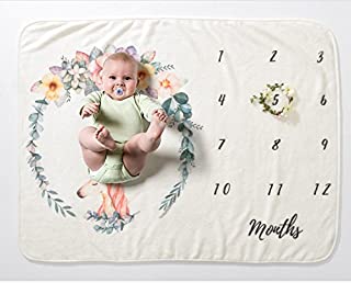 Photo 1 of Baby Monthly Milestone Blanket Newborn Photo Props Backdrop Baby's Age Blanket for Newborn Boys Girls
