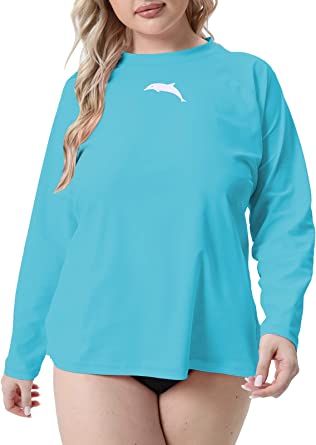 Photo 1 of Halcurt Women's Plus Size UPF 50+ Rash Guard Solid Long Sleeve Swim Shirts Wetsuit Top---4xl
