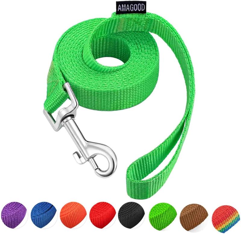 Photo 1 of AMAGOOD 6 FT Puppy/Dog Leash, Strong and Durable Traditional Style Leash with Easy to Use Collar Hook,Dog Lead Great for Small and Medium and Large Dog (3/4 in x 6 ft(Pack of 1), Green)