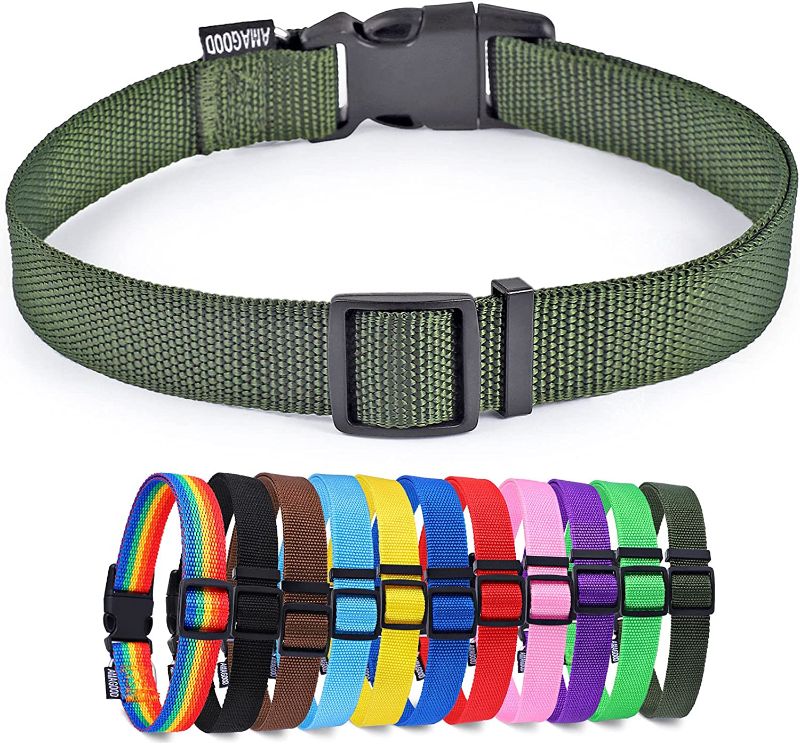 Photo 1 of AMAGOOD Pet Essentials 40+ Colors and Size Classic Nylon Adjustable Dog/Cat Collars, for Puppy Small Medium Large Dogs and Cats(Large,Military Green)(2)