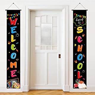 Photo 1 of Back to School Banner Welcome Banner for First Day of School Hanging Fabric Banners Flags Sign Backdrop Décor Supplies-Welcome Back to School Party Decorations Supplies
