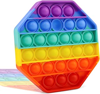 Photo 1 of DJJKKL Fidget Toys Pop Its Fidget,Poppet Fidget Sensory Toys Stress Relief Autism ADHD Special Needs Pressure Relieving Toys Poppers Fidget Girls Boys Teens & Adults Rainbow Octagon Silicone Toys (2 PIECES)
