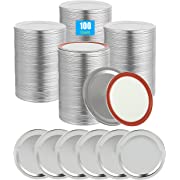 Photo 1 of 100-Count, Regular Mouth Lids For Ball, Kerr Jars, Premium Metal Lid Split-Type Mason Jars with Airtight and Leak-proof, Use For Food Storage & Home Canning (70 mm, Silver)
