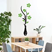 Photo 1 of 3D Vase Wall Decals for Living Room,House Family Art Murals Stickers for Bedroom, Sofa Backdrop TV Wall Background, Originality Gift, DIY Decal Decor Sticker Decorations Easy Install, Green 16x39inch
