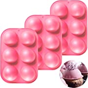 Photo 1 of 6 Cavities Medium Semi Sphere Silicone Mold, Baking Molds for Making Hot Chocolate Bomb, Cake, Jelly, Dome Mousse, Ice Cube, Candy, Pudding - 3pcs,pink
